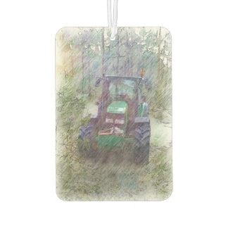A tractor in the forest air freshener