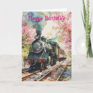 A Train in Springtime Card