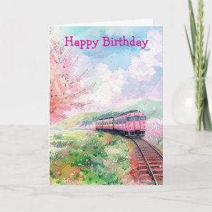 A Train in Springtime Card