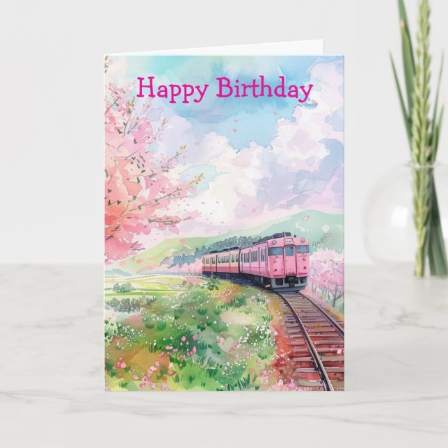A Train in Springtime Card (Front)