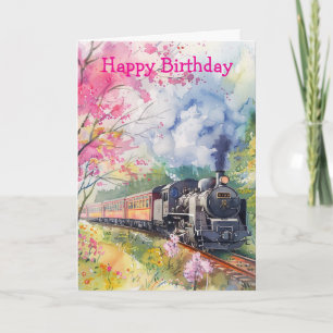 A Train in Springtime Card
