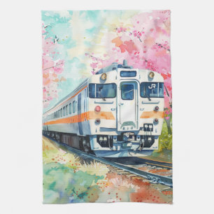 A Train in Springtime Kitchen Towel