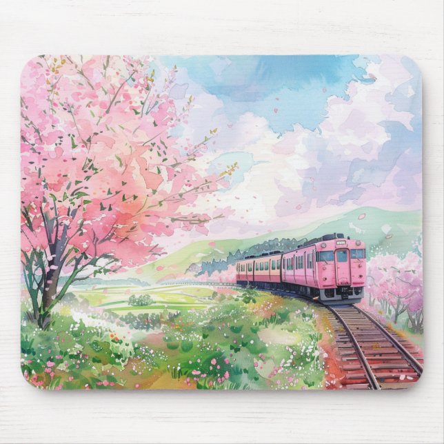 A Train in Springtime Mouse Pad (Front)