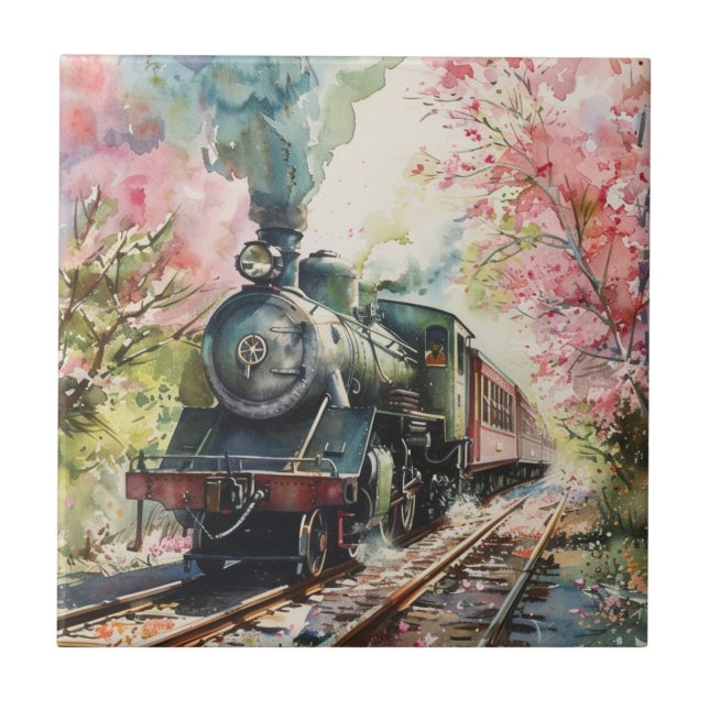 A Train in Springtime Tile (Front)