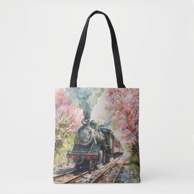 A Train in Springtime Tote Bag (Front)