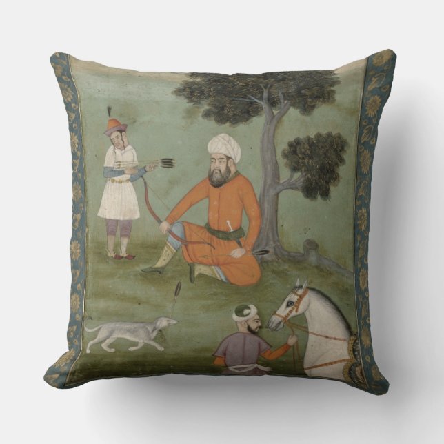 A Trans-Oxonian nobleman seated beneath a tree, fr Throw Pillow (Front)