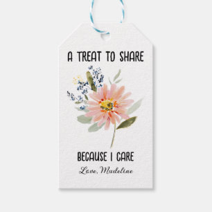 A Treat to Share Personalized Watercolor Flower  Gift Tags