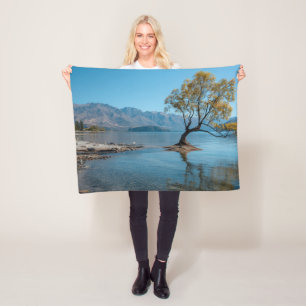 A Tree in a Lake Fleece Blanket