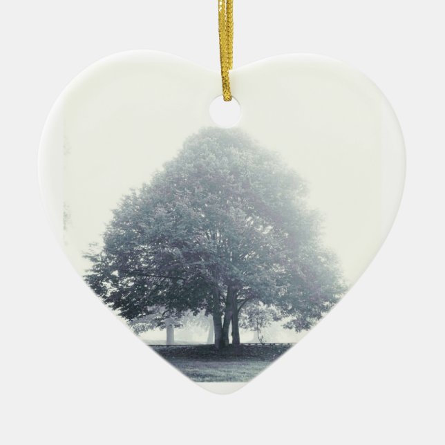 A Tree in Fog Ceramic Ornament (Front)