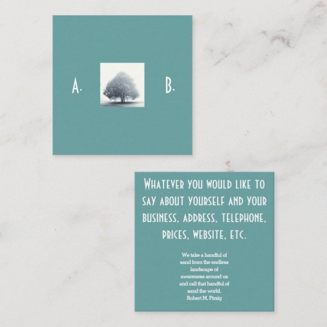 A Tree in Fog  with two letters double elegant Square Business Card (Front/Back)