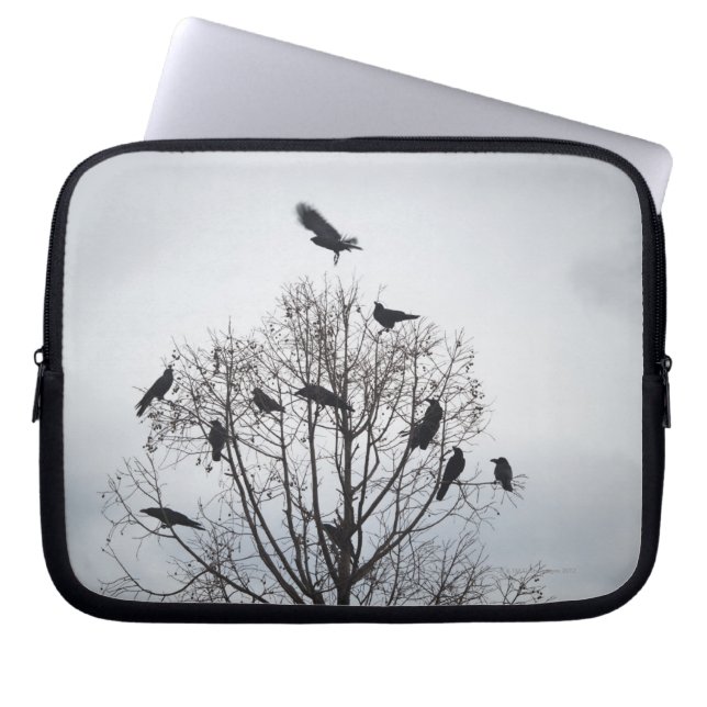 A tree in which many crows have rest laptop sleeve (Front)
