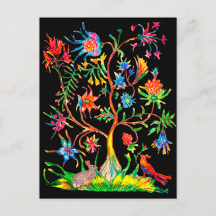 A tree life and fauna holiday postcard