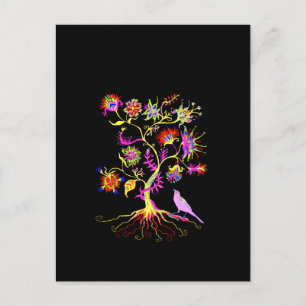 A tree of life and a bird postcard