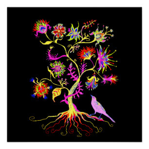A tree of life and a bird poster