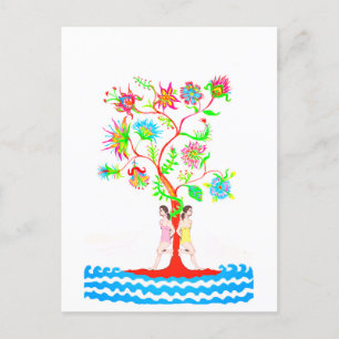 A tree of life and two women postcard