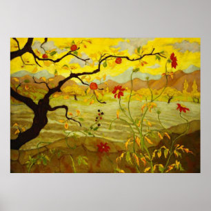 A Tree Of Red Apples Vintage Poster Large