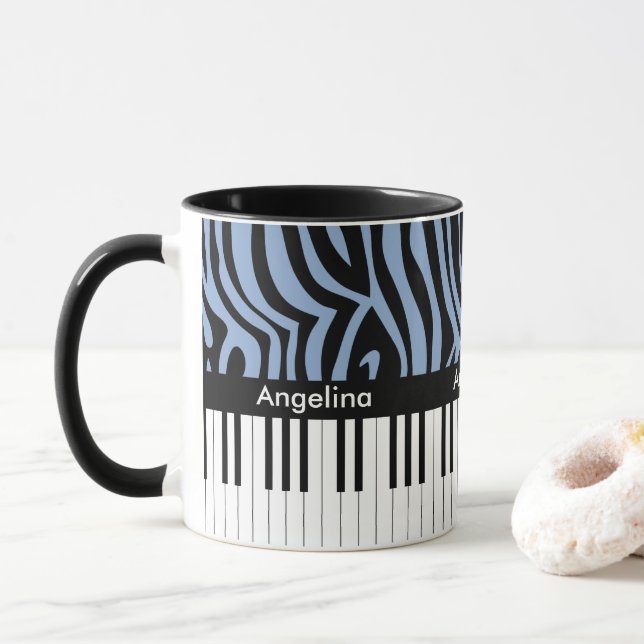 A trendy and hip music design featuring piano keys mug (With Donut)