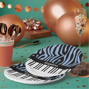 A trendy and hip music design featuring piano keys paper plate