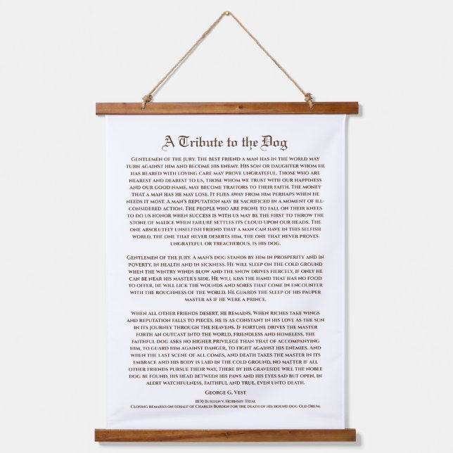 A Tribute to the Dog, Man's Best Friend Hanging Tapestry (Front)