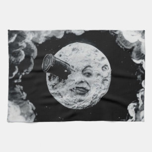 A Trip to the Moon (B&W) Kitchen Towel