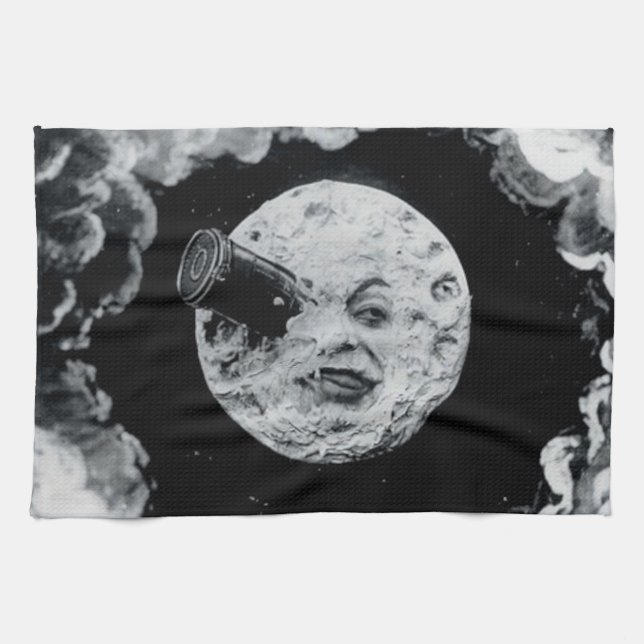 A Trip to the Moon (B&W) Kitchen Towel (Horizontal)