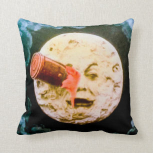 A Trip to the Moon (Hand Tinted) Throw Pillow