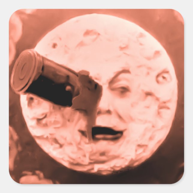 A Trip to the Moon (Sepia Rose) Square Sticker (Front)