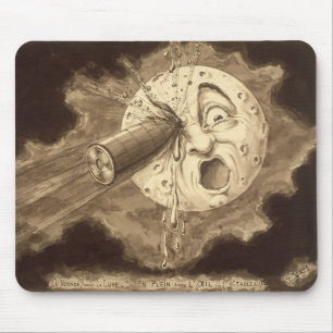 A Trip to the Moon Vintage Drawing Mouse Pad