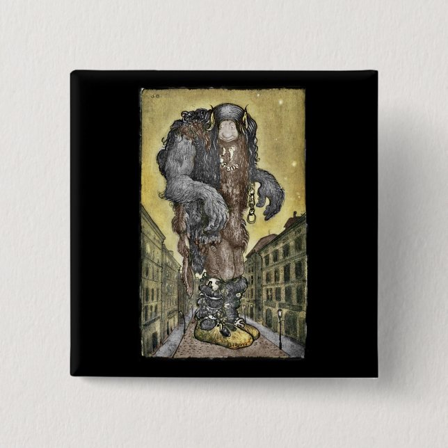 A Troll in the City 2 Inch Square Button (Front)