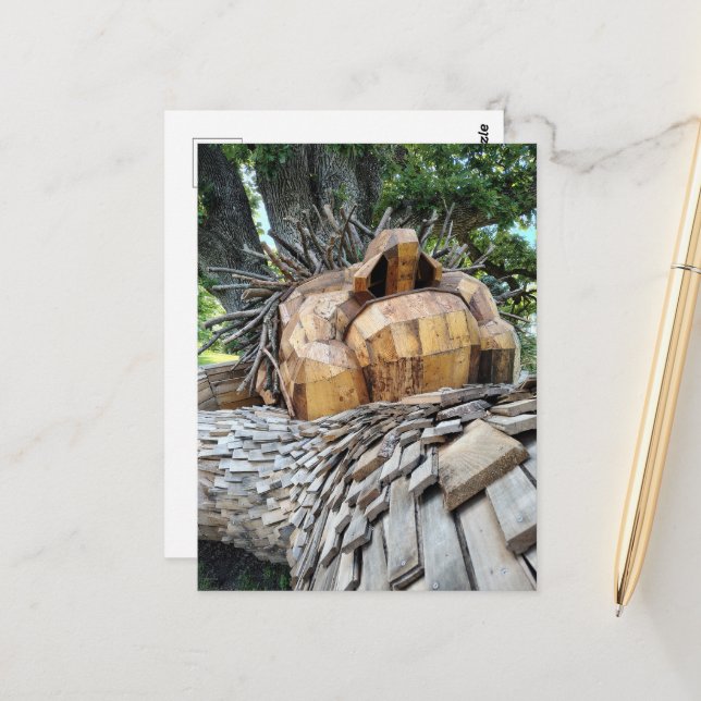 A Troll Sleeps Under a Tree Protecting Nature Postcard (Front/Back In Situ)