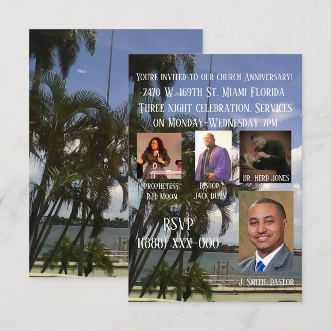 A tropical church celebration invitation (Front/Back)