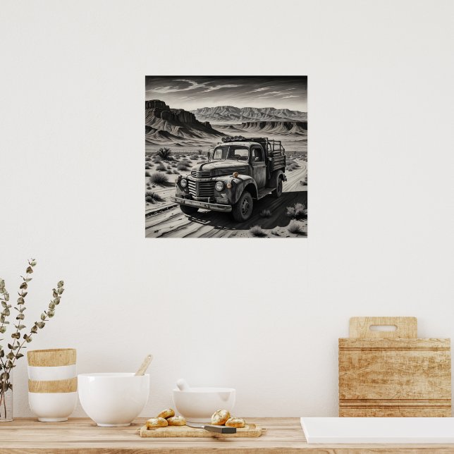 A truck in a desert poster (Kitchen)