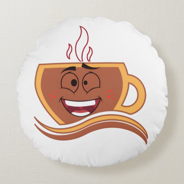 A True Coffeeholic  Round Pillow (Front)