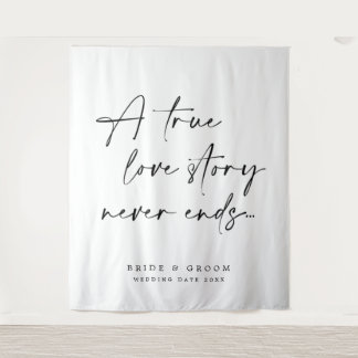 A True Love Story Never Ends Wedding Tapestry