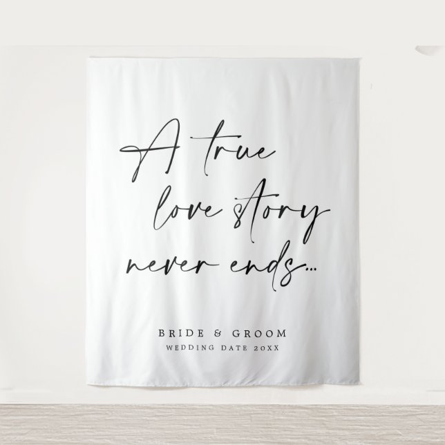 A True Love Story Never Ends Wedding Tapestry (Front)