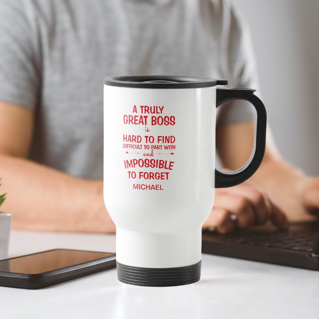 A Truly Great Boss Personalized Red and White Coffee Mug (Creator Uploaded)