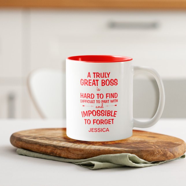 A Truly Great Boss Personalized Red Two-Tone Coffee Mug (Creator Uploaded)
