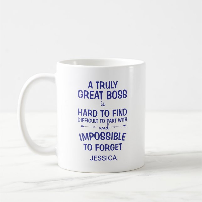 A Truly Great Boss Personalized Royal Blue Coffee Mug (Left)