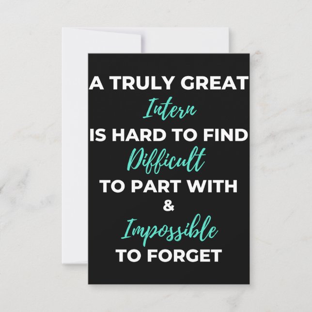 A Truly Great Intern Is Hard To Find Thank You Card (Front)