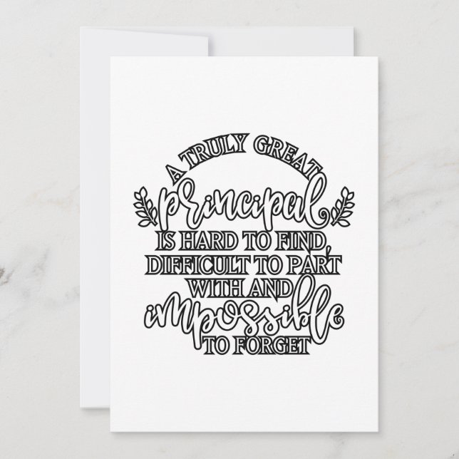 A truly great principal is hard to find card (Front)
