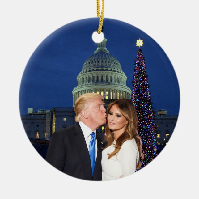 A Trump Christmas: Donald and Melania Ceramic Ornament (Front)