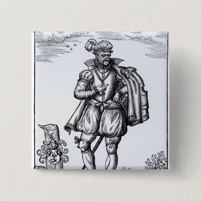 A Tudor Gentleman 2 Inch Square Button (Front)