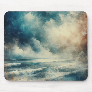 A Turbulent Ocean Scene Old Photograph Mouse Pad