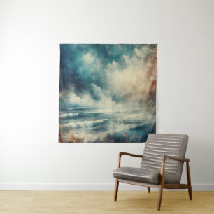 A Turbulent Ocean Scene Old Photograph Tapestry