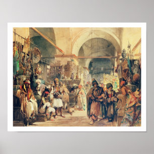 A Turkish Bazaar, 1854 (pencil & w/c on paper) Poster