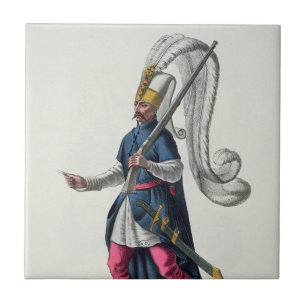 A Turkish Janissary going to war in costume  Tile