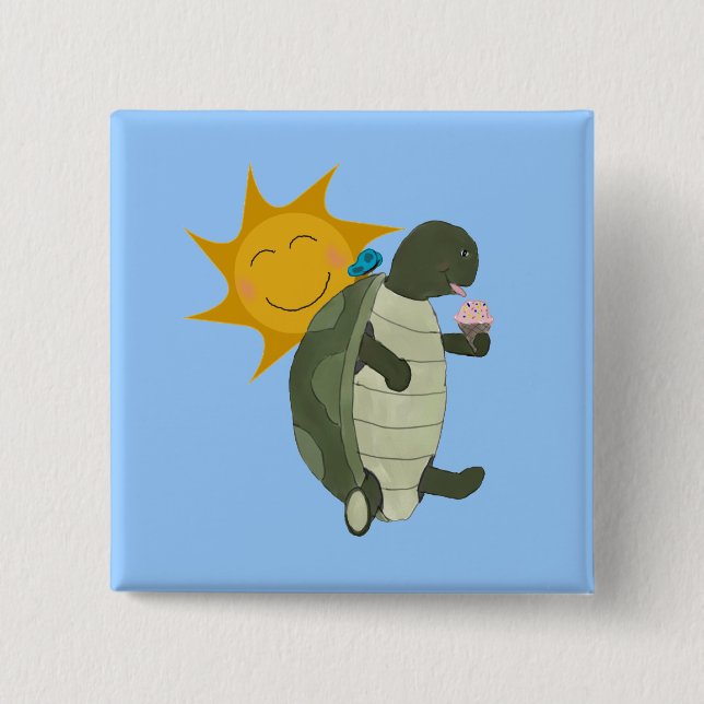 A Turtle Eating Ice Cream Button (Front)