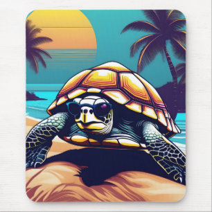 A Turtle Wearing Sunglasses Mouse Pad