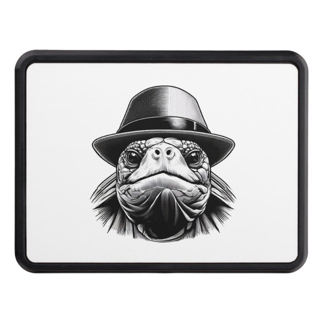 A turtle with a hat, a classic look trailer hitch cover (Front)