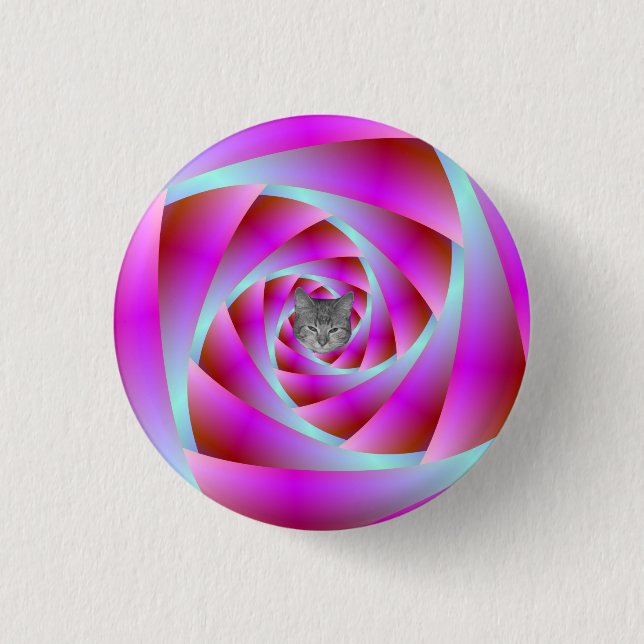 A Twist of Blue and Pink 1 Inch Round Button (Front)